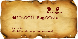Mátéfi Eugénia névjegykártya